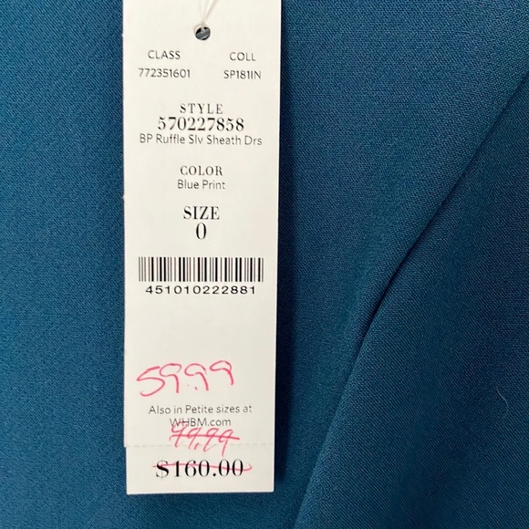 White House Black Market Teal Stretch Dress - Picture 4 of 4